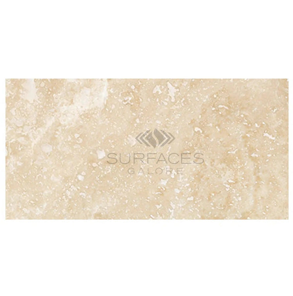 Ivory (Light) Travertine 12X24 (Cross - Cut) Filled and Polished - SurfacesGalore