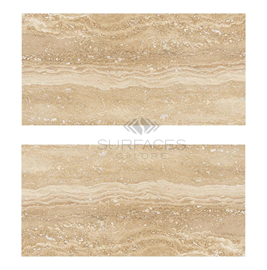 Ivory (Light) Travertine 12X24 (Vein - Cut) Filled and Honed - SurfacesGalore