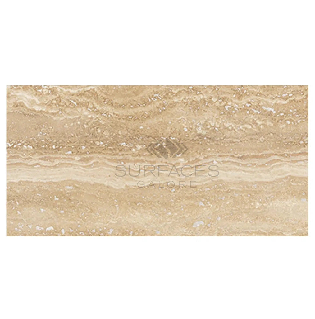 Ivory (Light) Travertine 12X24 (Vein - Cut) Filled and Honed - SurfacesGalore