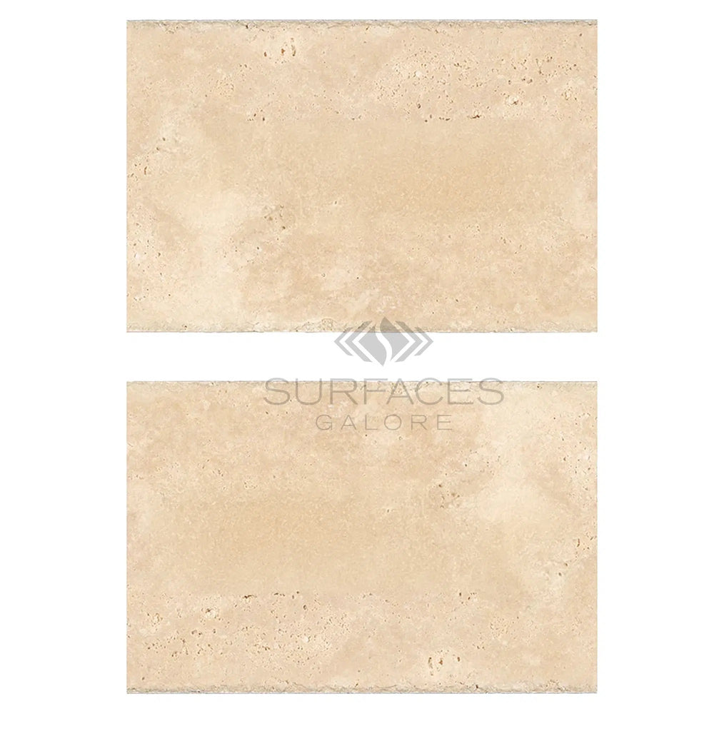 Ivory (Light) Travertine 16X24 (Cross - Cut) Unfilled, Brushed and Chiseled - SurfacesGalore