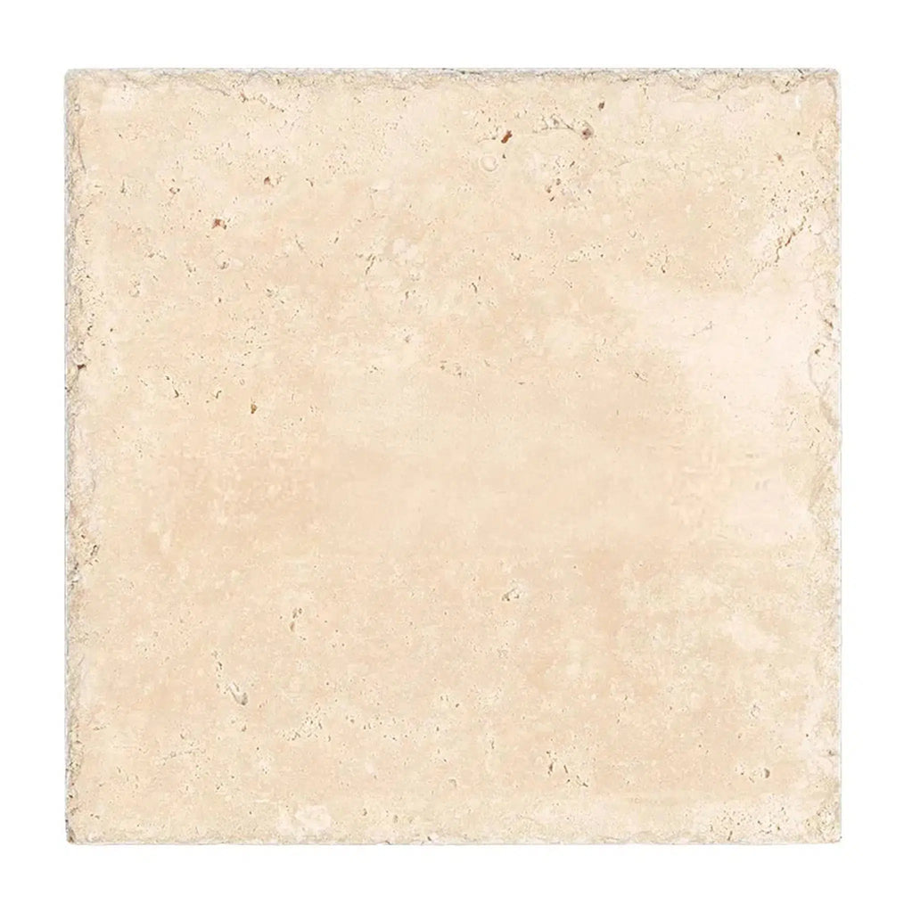 Ivory (Light) Travertine 18X18 (Cross-Cut) Unfilled, Brushed and Chiseled