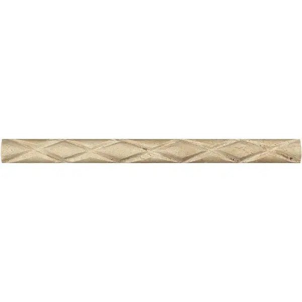 Ivory (Light) Travertine 1X12 Diamond Rope Liner Honed - SurfacesGalore