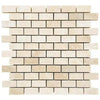 Ivory (Light) Travertine 1X2 Brick Mosaic Filled and Honed