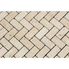 Ivory (Light) Travertine 1X2 Herringbone Mosaic Tumbled - SurfacesGalore