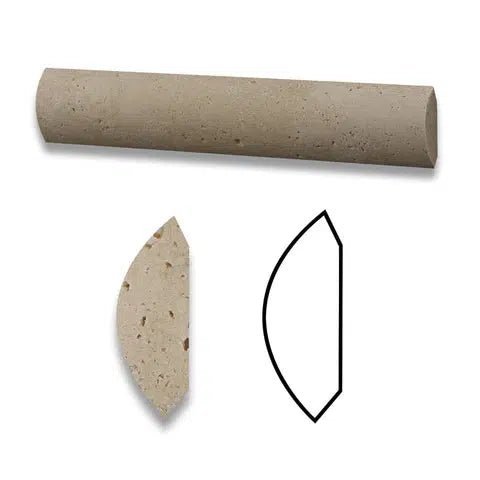 Ivory (Light) Travertine 1X6 Quarter - Round Trim Liner Honed - SurfacesGalore