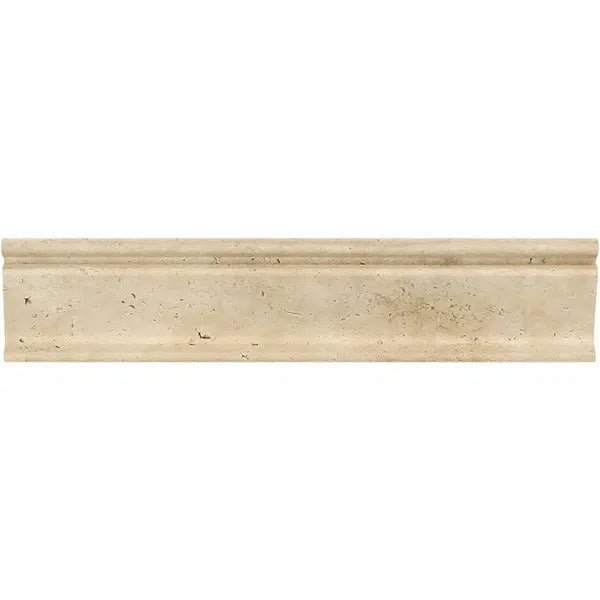 Ivory (Light) Travertine 2 1/2X12 Crown Molding Liner Honed - SurfacesGalore