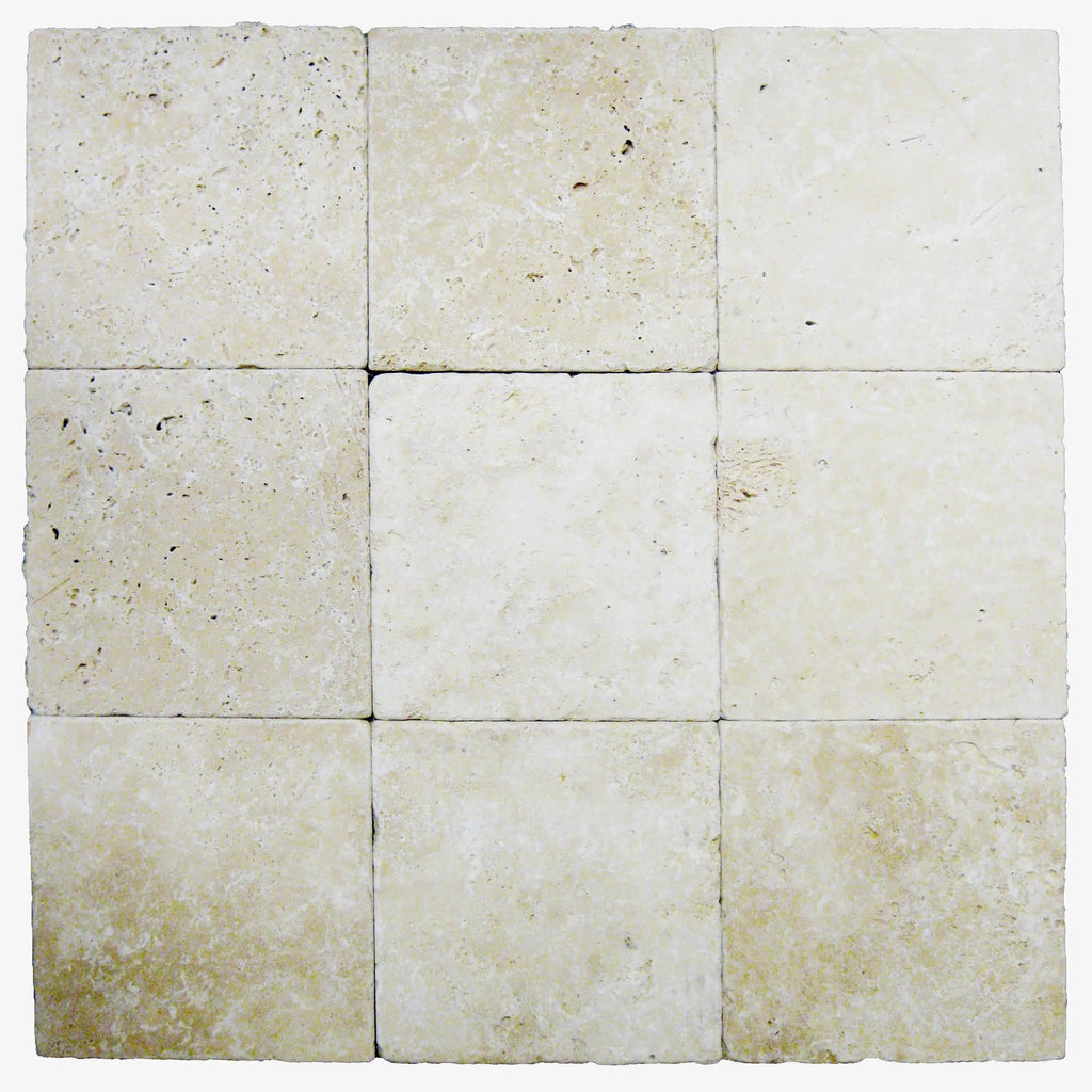 Ivory (Light) Travertine 24X24 3 cm Paver Tumbled - SurfacesGalore