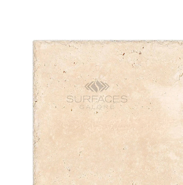 Ivory (Light) Travertine 24X24 (Cross - Cut) Unfilled, Brushed and Chiseled - SurfacesGalore