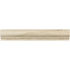 An Ivory (Light) Travertine 2X3X12 Corner-Ogee (Stair-tread) Trim Liner from SurfacesGalore with a honed finish and subtle veining. This trim liner has a rounded, concave profile and is ideal for use as decorative molding for walls or floors, adding an elegant touch similar to light travertine.