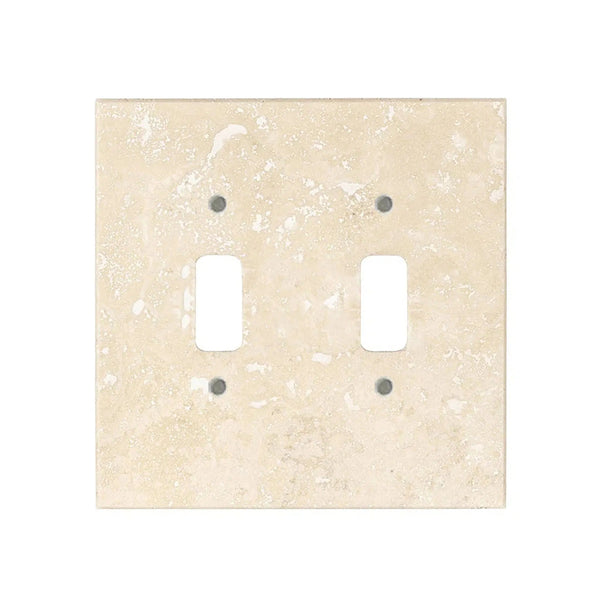 Ivory (Light) Travertine Double TOGGLE Plate Switch Wall Plate/Cover Plate/Switch Plate