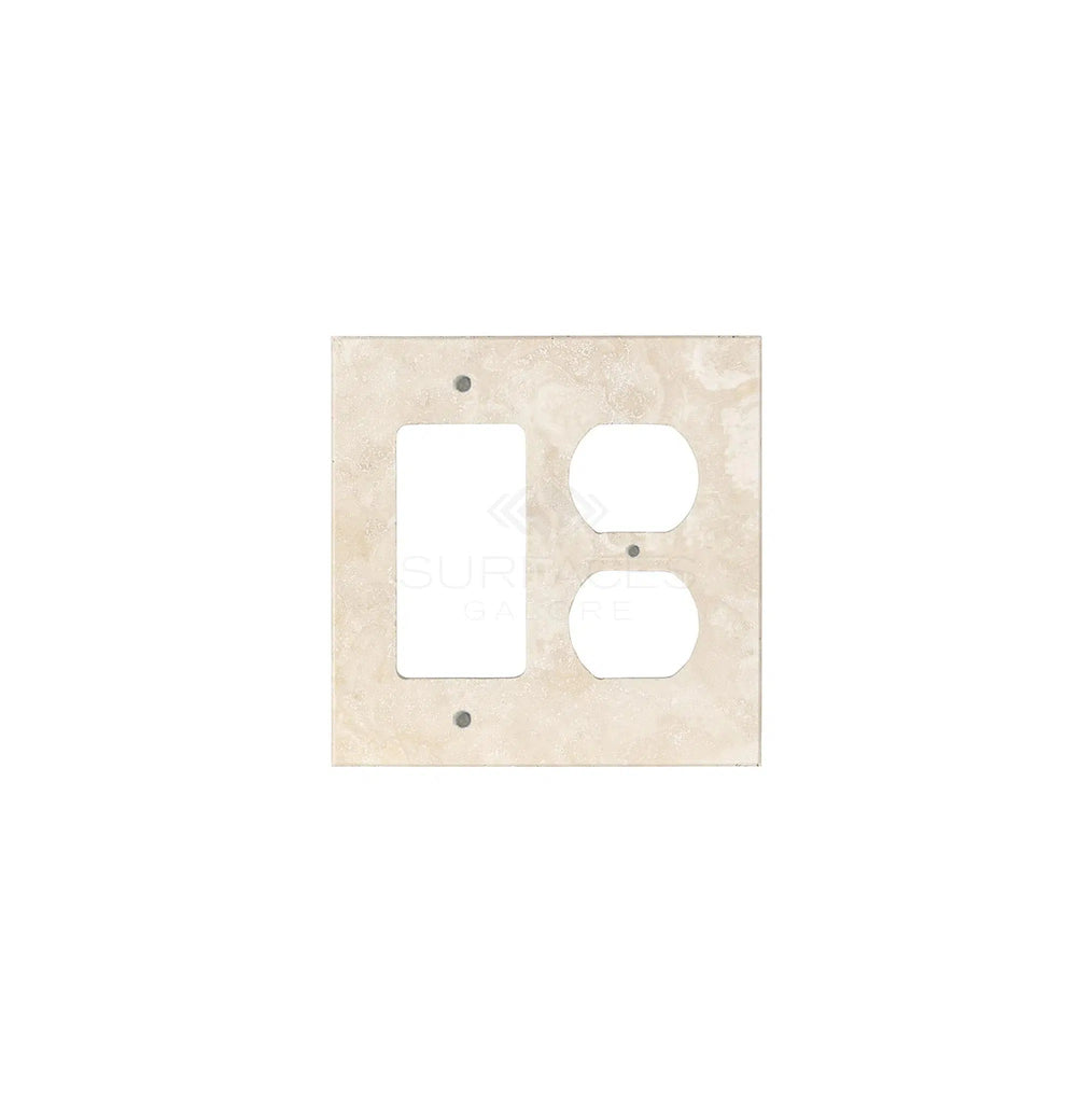 Ivory (Light) Travertine ROCKER - DUPLEX Switch Wall Plate/Cover Plate/Switch Plate