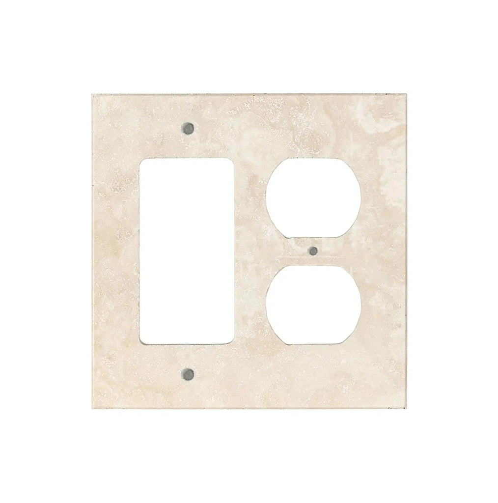 Ivory (Light) Travertine ROCKER - DUPLEX Switch Wall Plate/Cover Plate/Switch Plate