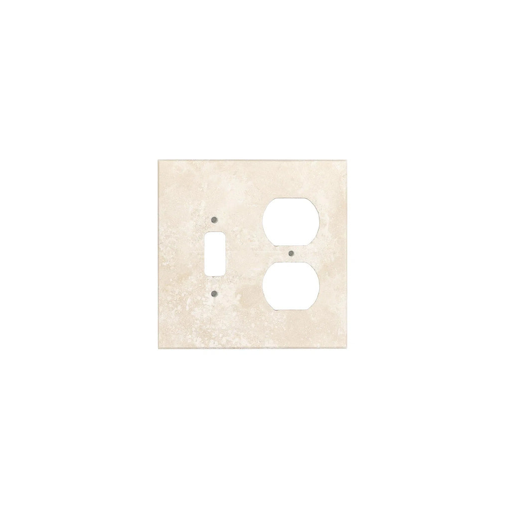 Ivory (Light) Travertine TOGGLE - DUPLEX Switch Wall Plate/Cover Plate/Switch Plate