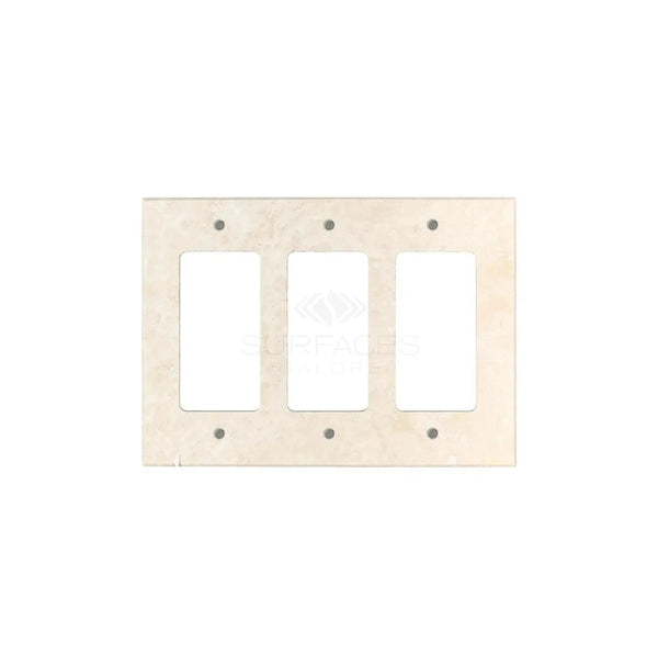 Ivory (Light) Travertine Triple ROCKER Switch Wall Plate/Cover Plate/Switch Plate