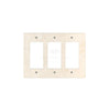 SurfacesGalore Ivory (Light) Travertine Triple ROCKER Switch Wall Plate with visible screw holes.