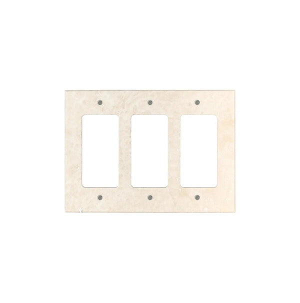 Ivory (Light) Travertine Triple ROCKER Switch Wall Plate/Cover Plate/Switch Plate