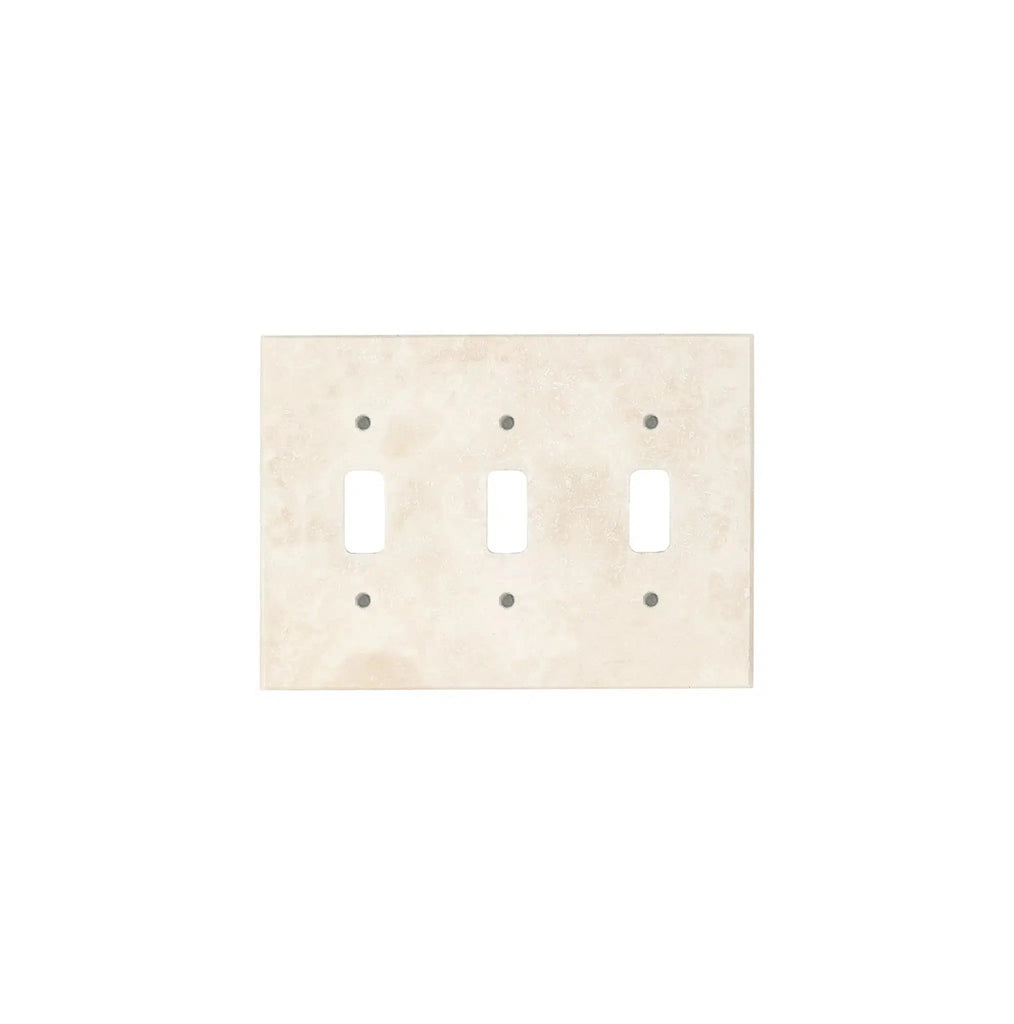 Ivory (Light) Travertine Triple TOGGLE Switch Wall Plate/Cover Plate/Switch Plate