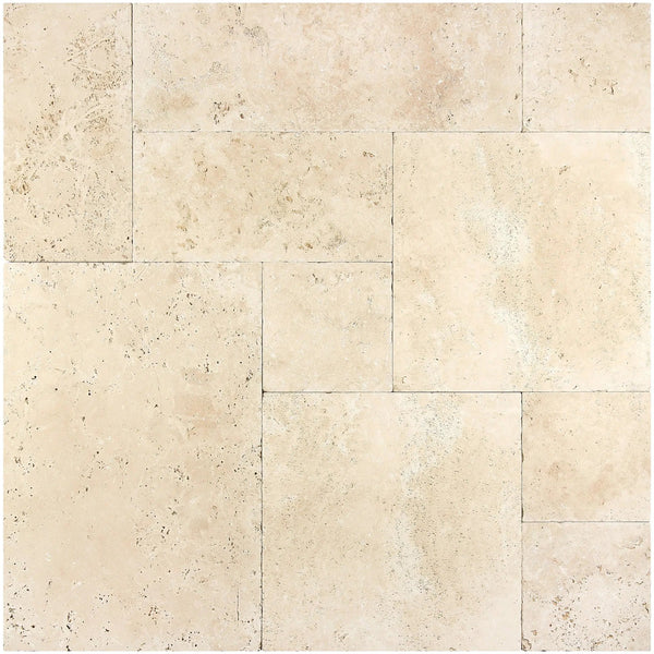 Ivory (Light) Travertine Versailles Pattern 3 cm Paver Tumbled