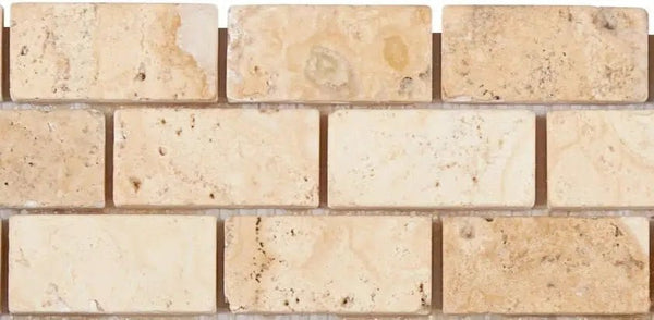 La Travonya Travertine 1X2 Brick Mosaic Filled and Honed - SurfacesGalore