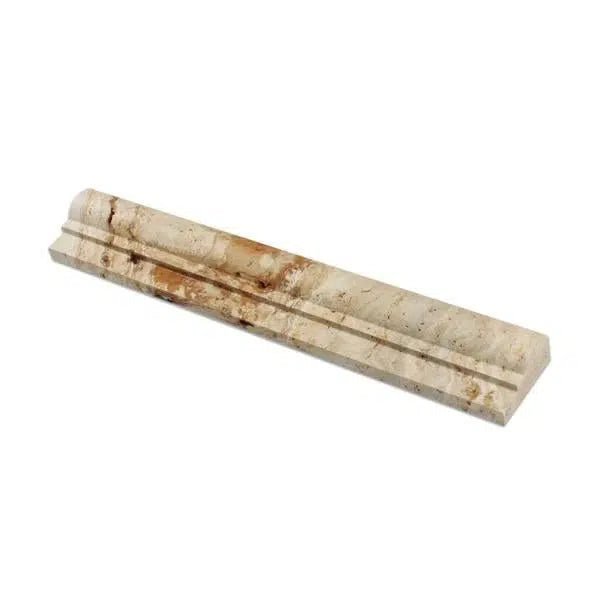 La Travonya Travertine 2X12 OG - 1 (Single - Step Chair Rail Trim) Liner Honed - SurfacesGalore