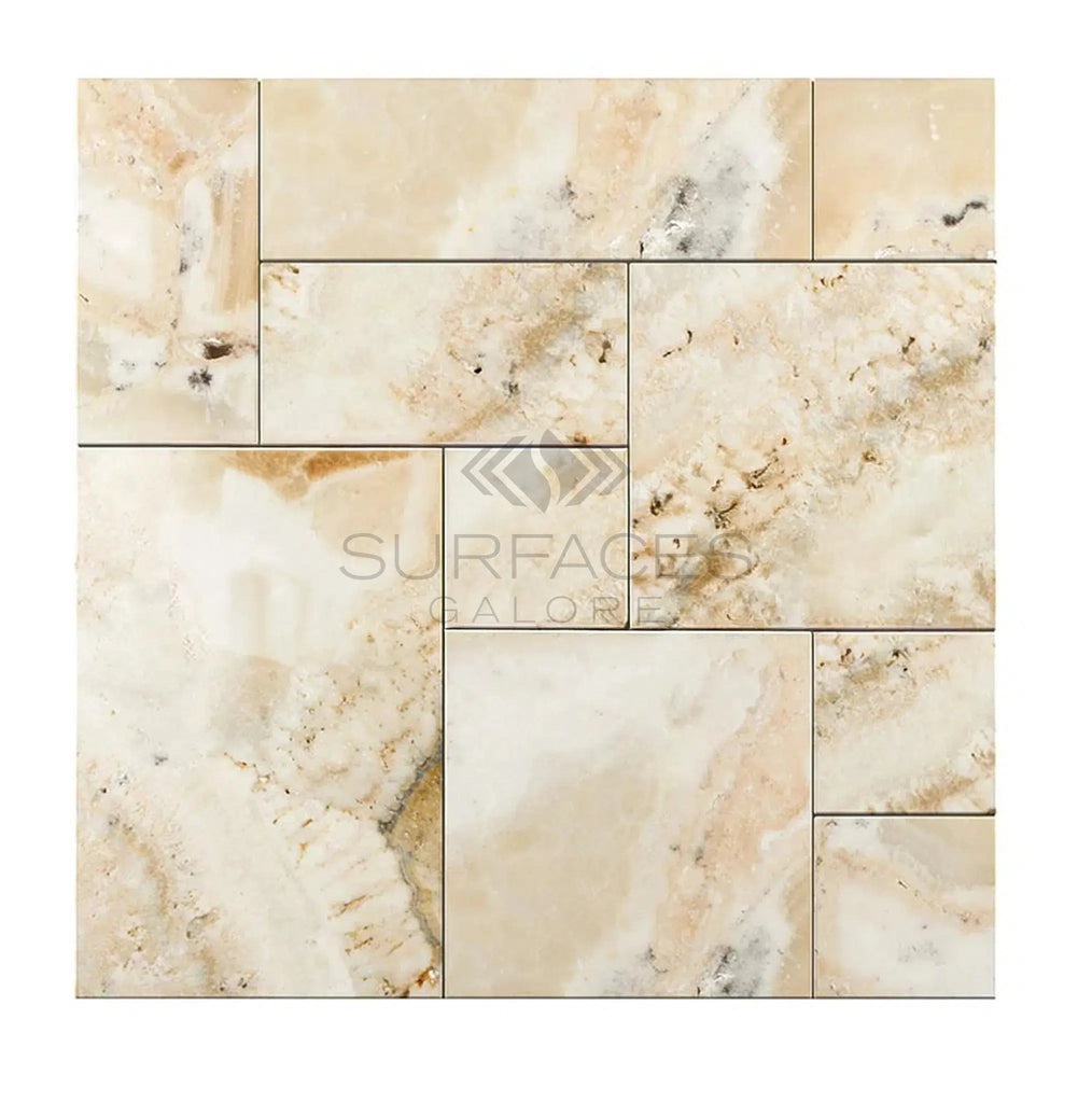 La Travonya Travertine 4 pcs Versailles Pattern/ French Pattern Set Filled/ Honed and Straight Edge