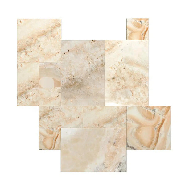 La Travonya Travertine 4 pcs Versailles Pattern/ French Pattern Set Filled/ Honed and Straight Edge