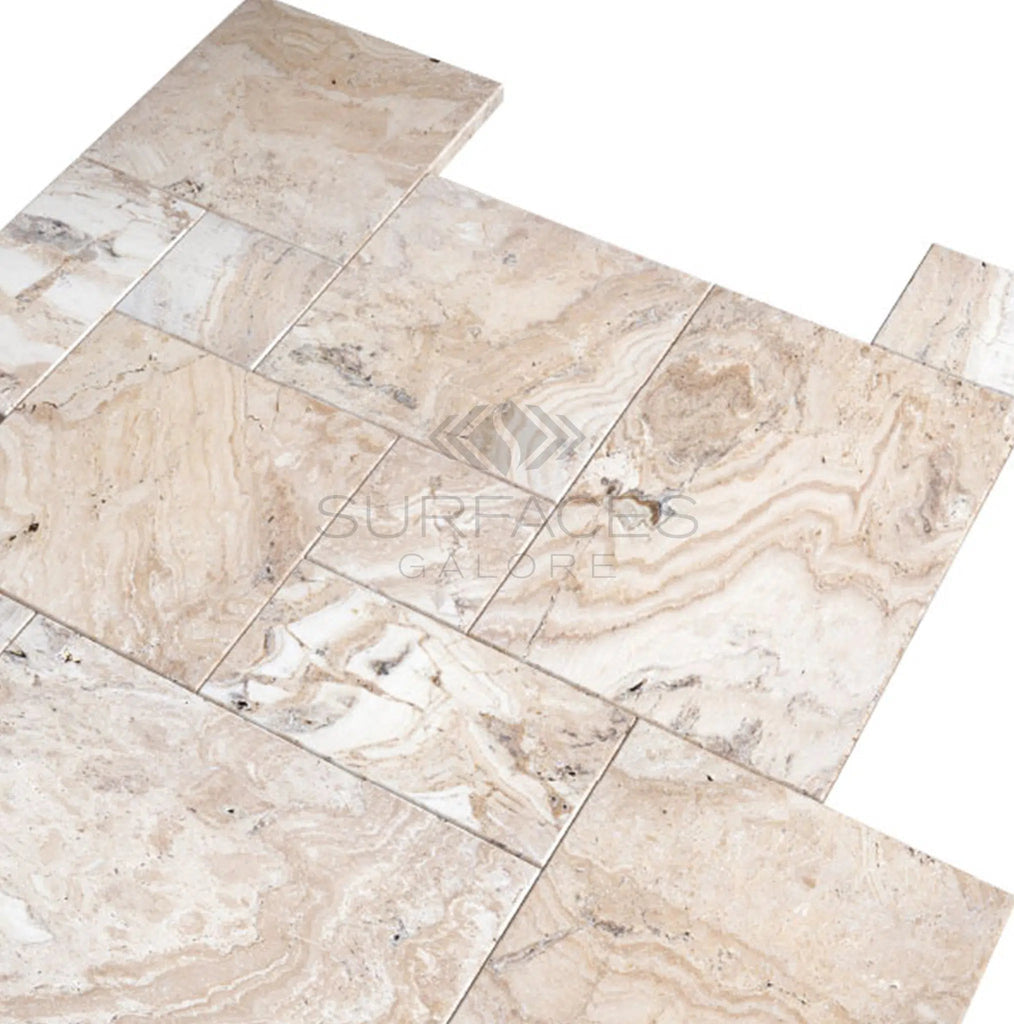 Malibu Premium Travertine 4 pcs Versailles Pattern/French Pattern Set Tumbled - SurfacesGalore