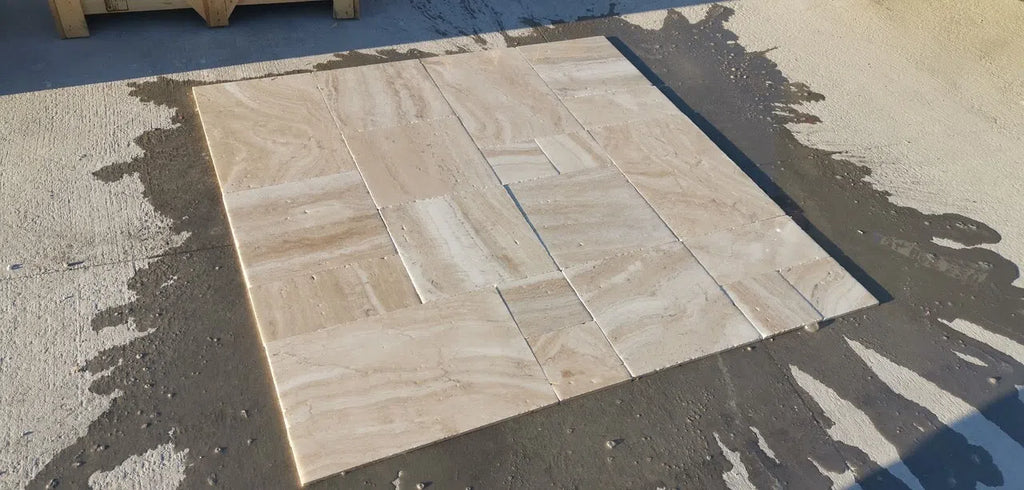 Malibu Travertine 4 pcs Versailles Pattern/French Pattern Set Unfilled and Brushed-Straight