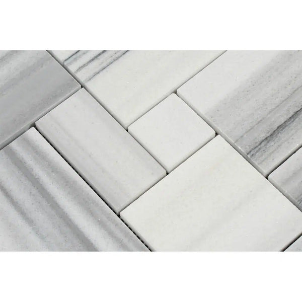 Mink/Equator(Zebra) Premium Marble OPUS Mini - Pattern (4 pcs.) (Interlocking) Mosaic Tile Polished - SurfacesGalore