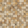 Mixed (Ivory+Noce+Gold) 1X1 Travertine Mosaic Split Faced (Hi - Low) - SurfacesGalore