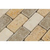 Mixed (Ivory+Noce+Gold) 2X4 Brick Travertine Mosaic Tumbled - SurfacesGalore