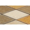 Mixed (Ivory+Noce+Gold) 3X6 Deep - Beveled Diamond Travertine Mosaic Honed - SurfacesGalore