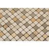 Mixed (Ivory+Noce+Gold) 5/8X5/8 Travertine Mosaic Tumbled - SurfacesGalore