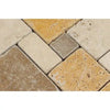 Mixed (Ivory+Noce+Gold) OPUS Mini - Pattern (4 pcs. Interlocking) Travertine Mosaic Tumbled - SurfacesGalore