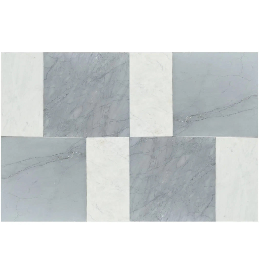 Bardiglio Imperiale 12X12 and Carrara White 6X12 Set