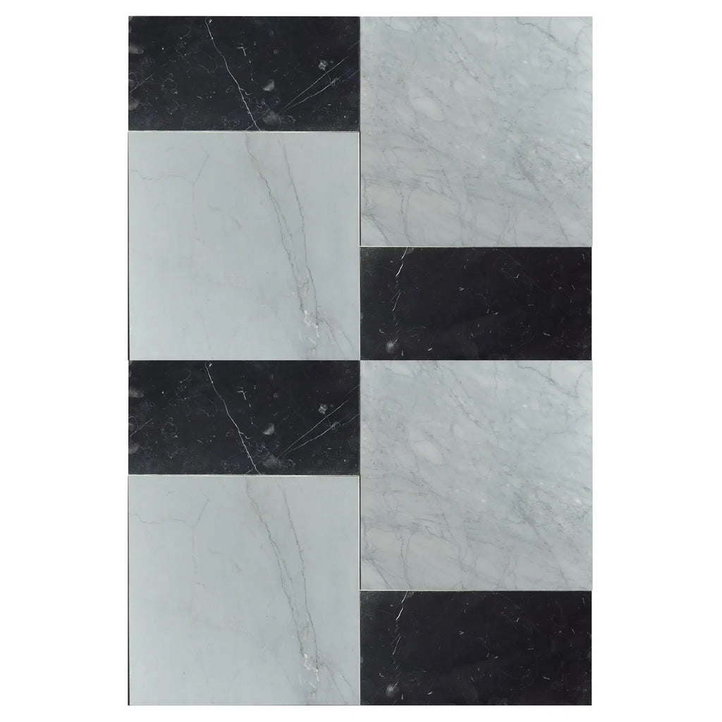 Bardiglio Imperiale 12X12 and Nero Marquina 6X12 Set