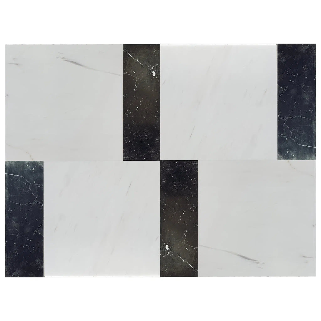 Bianco Dolomite 12X12 and Nero Marquina 4X12 Set