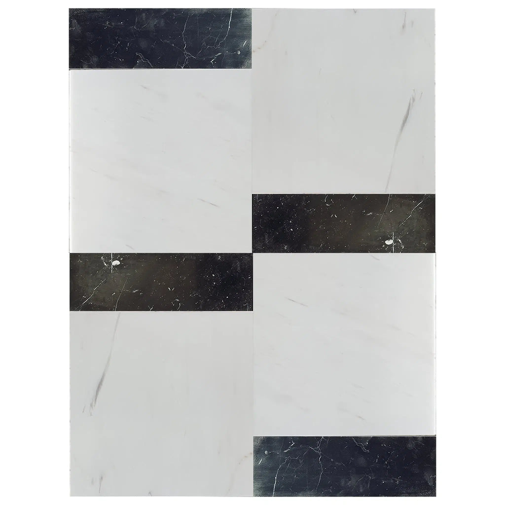 Bianco Dolomite 12X12 and Nero Marquina 4X12 Set