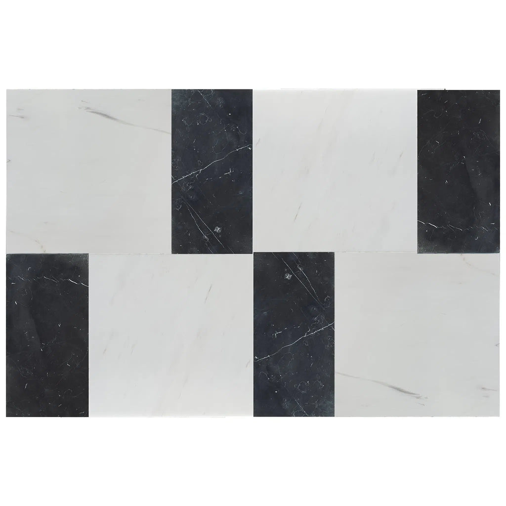 Bianco Dolomite 12X12 and Nero Marquina 6X12 Set