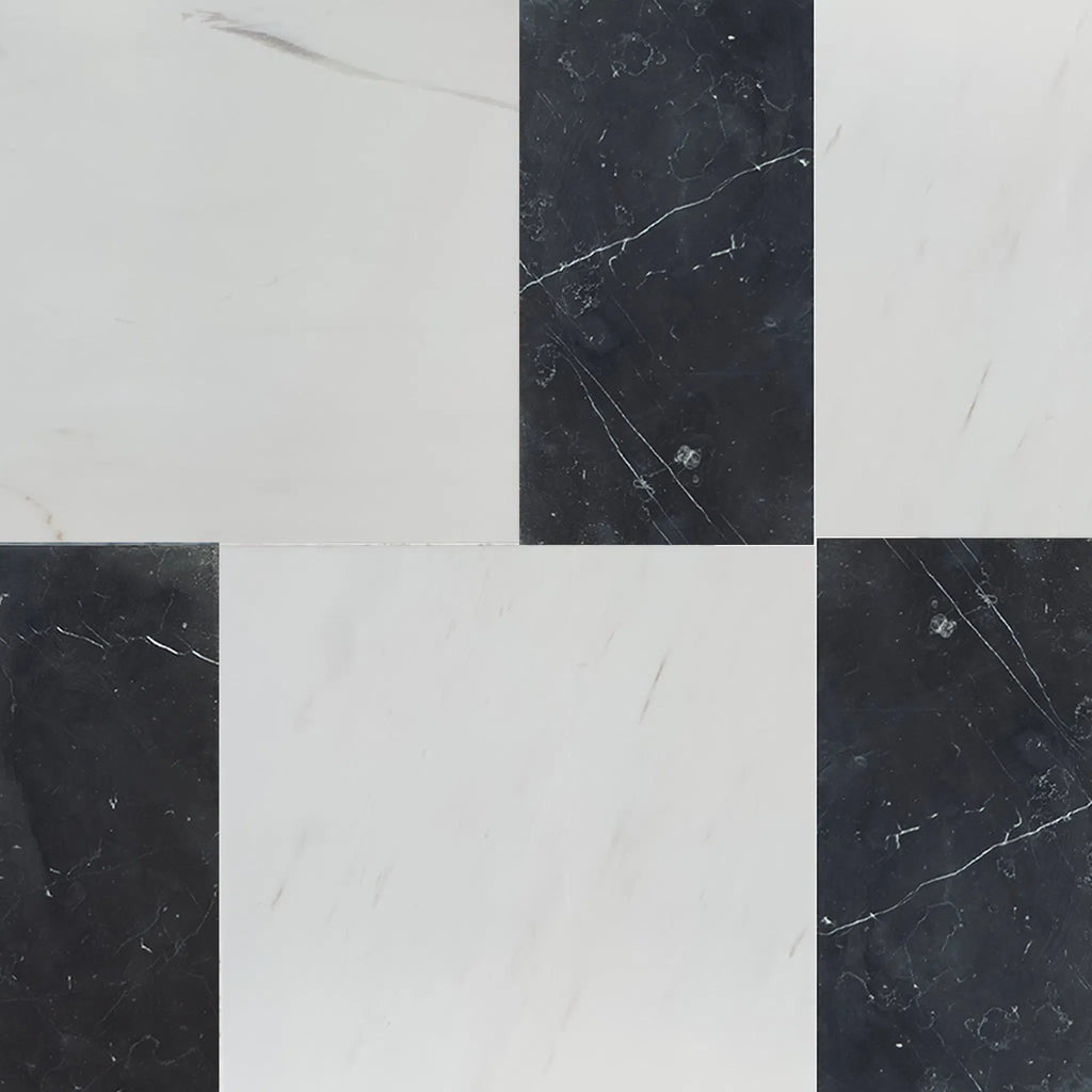 Bianco Dolomite 12X12 and Nero Marquina 6X12 Set