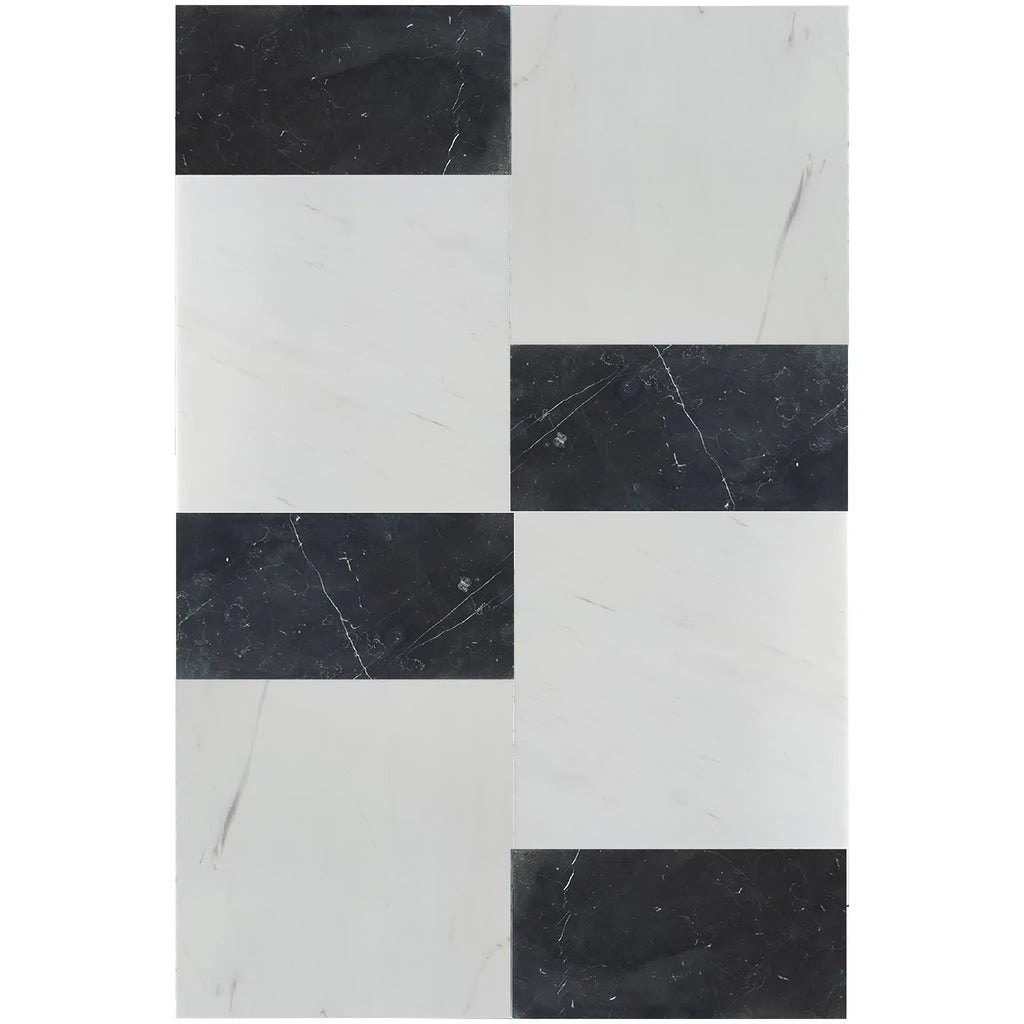 Bianco Dolomite 12X12 and Nero Marquina 6X12 Set