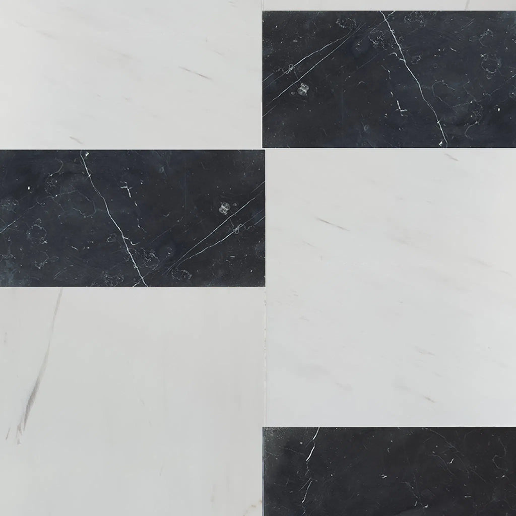 Bianco Dolomite 12X12 and Nero Marquina 6X12 Set