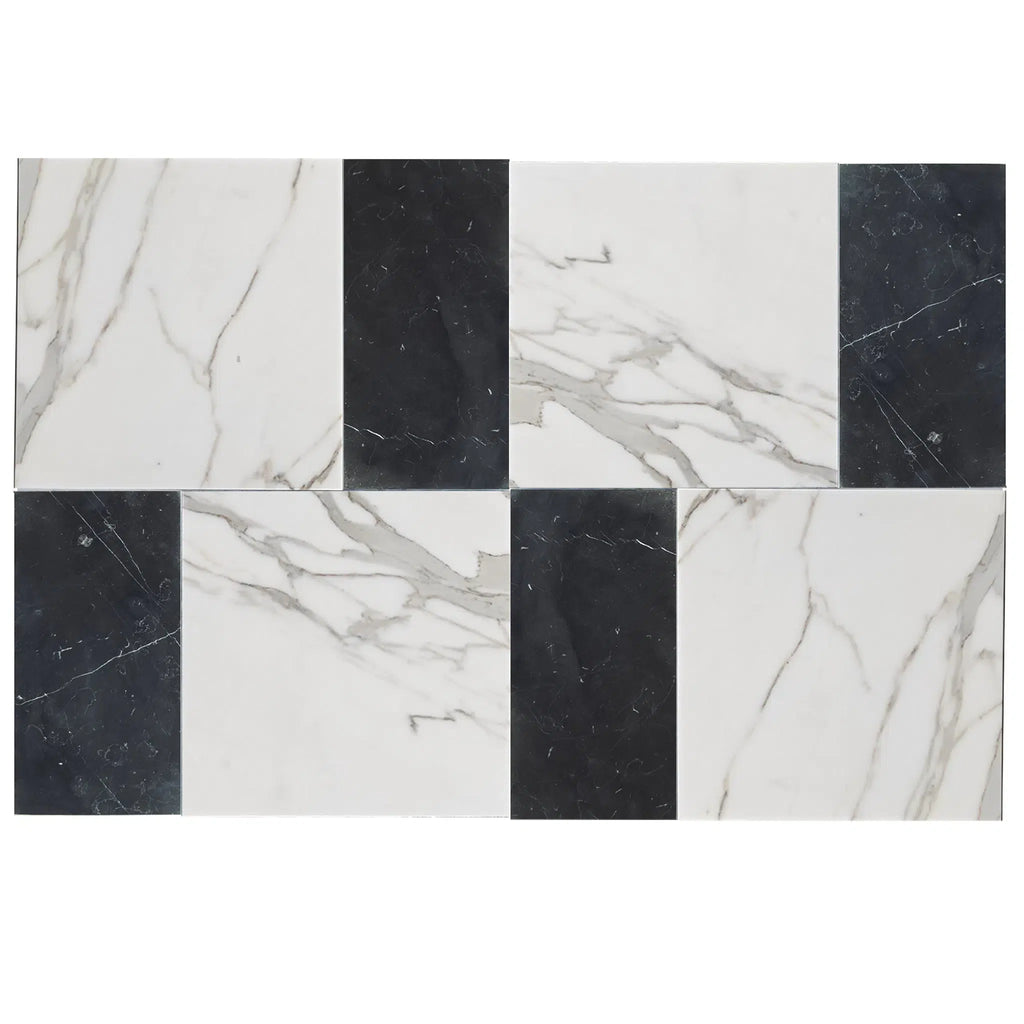 Calacatta Gold 12X12 and Nero Marquina 6X12 Set