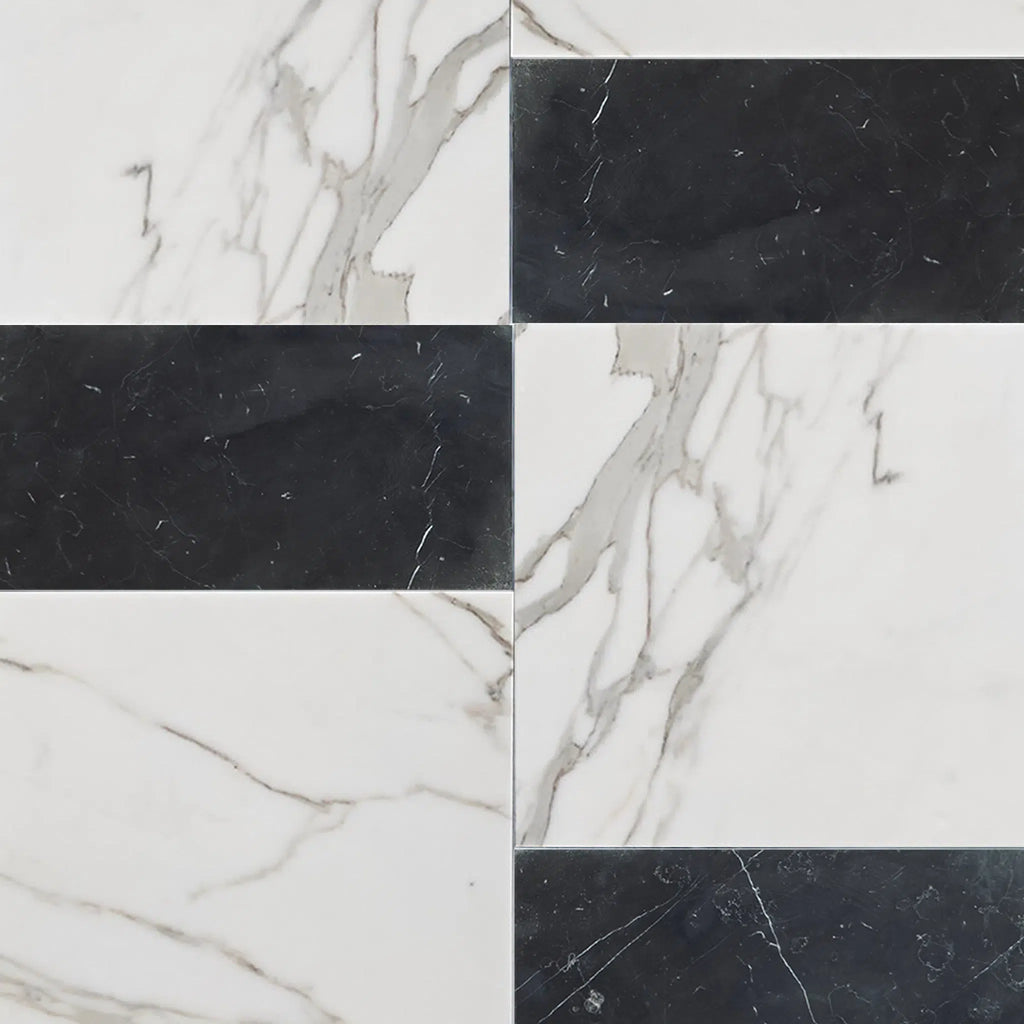 Calacatta Gold 12X12 and Nero Marquina 6X12 Set