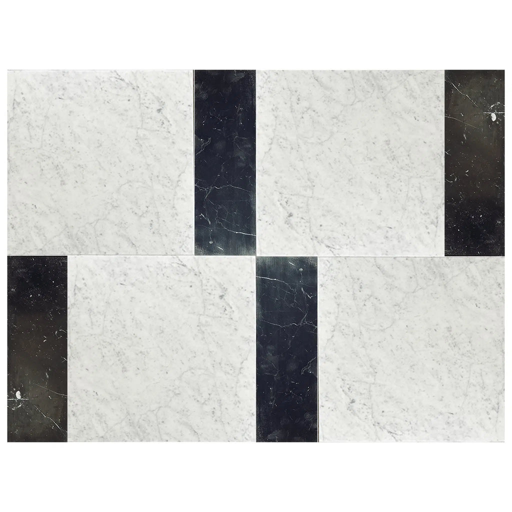 Carrara White 12X12 and Nero Marquina 4X12 Set