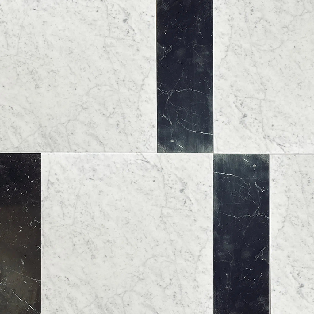 Carrara White 12X12 and Nero Marquina 4X12 Set