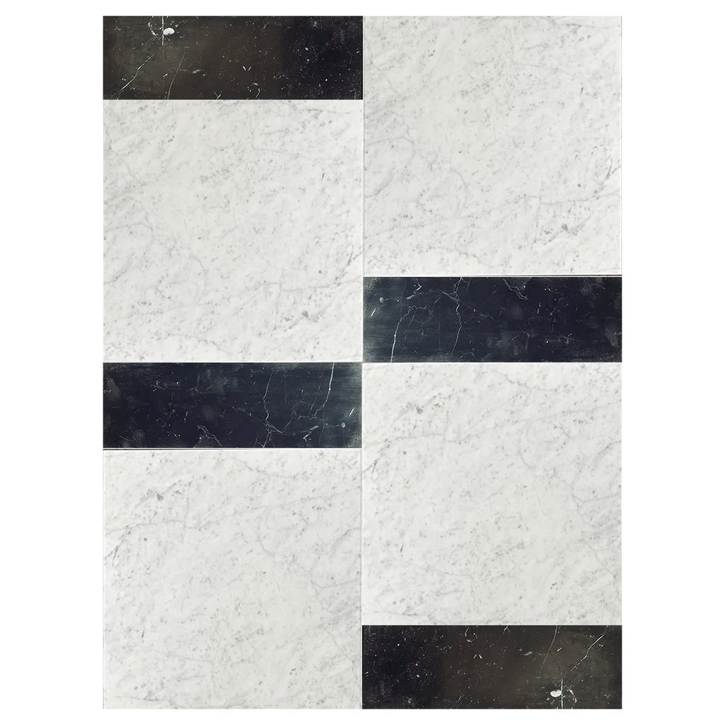 Carrara White 12X12 and Nero Marquina 4X12 Set