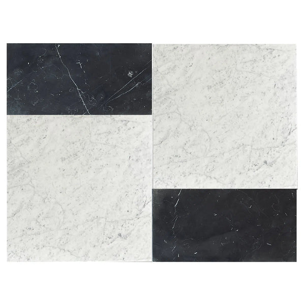 Carrara White 12X12 and Nero Marquina 6X12 Set