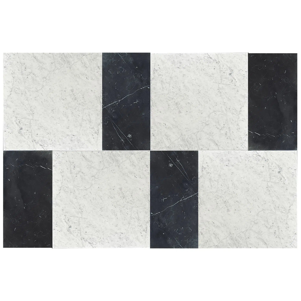 Carrara White 12X12 and Nero Marquina 6X12 Set