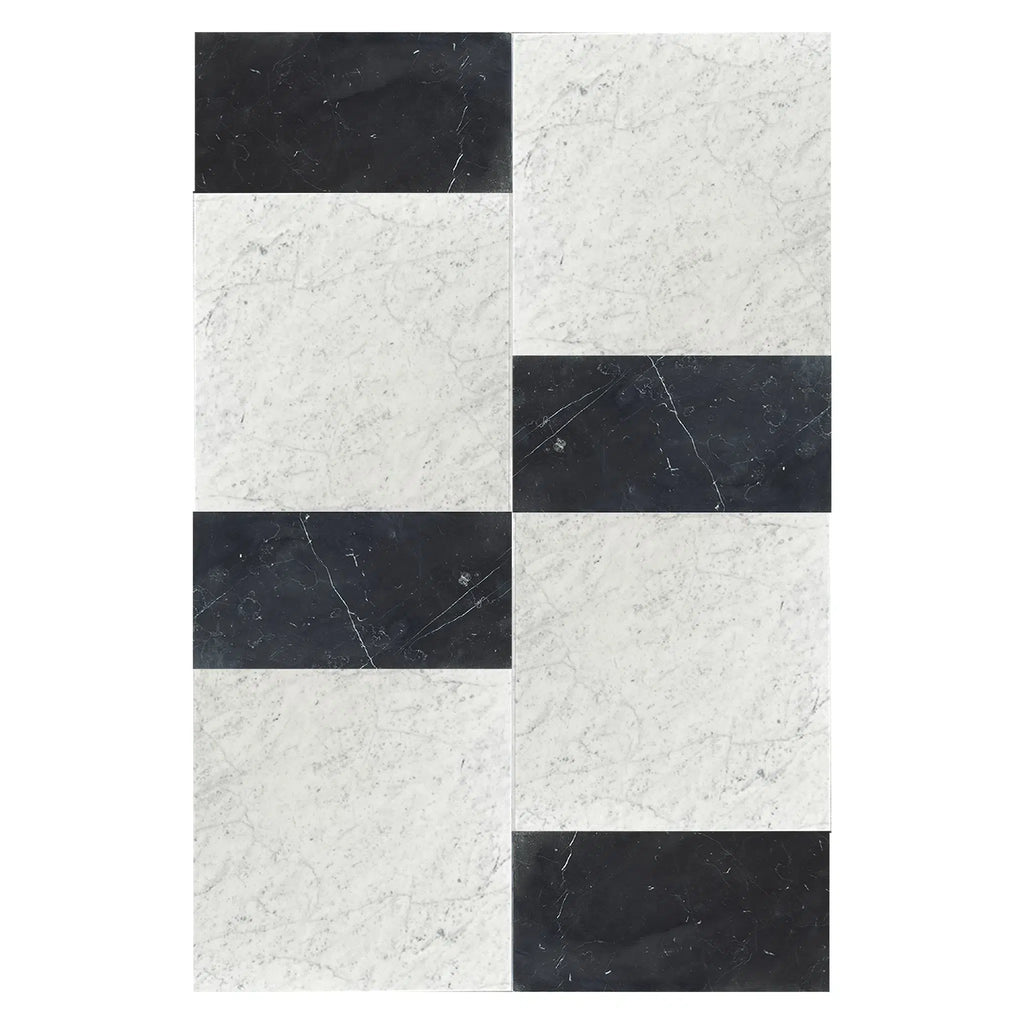 Carrara White 12X12 and Nero Marquina 6X12 Set